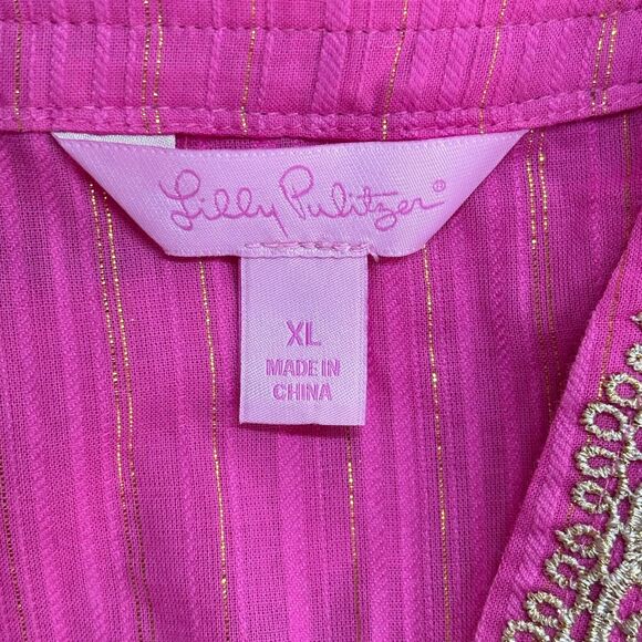 Lilly Pulitzer Pink Swim Coverup with Gold Accents - Picture 4 of 12